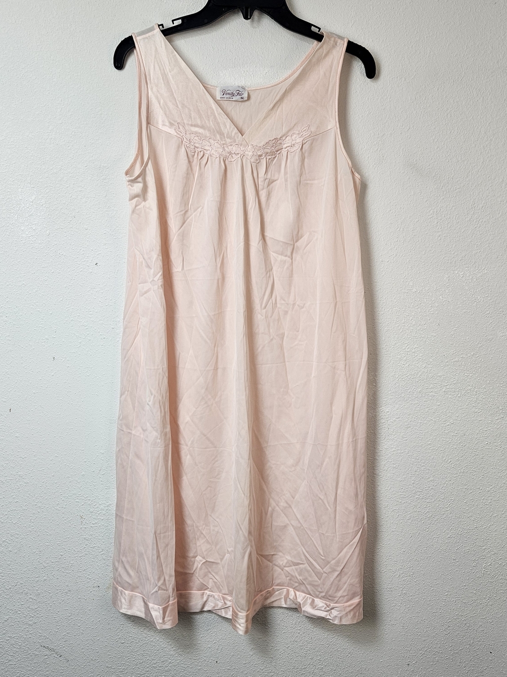 Vanity Fair Vintage Pink Sleeveless Slip Nightgown - Size Medium